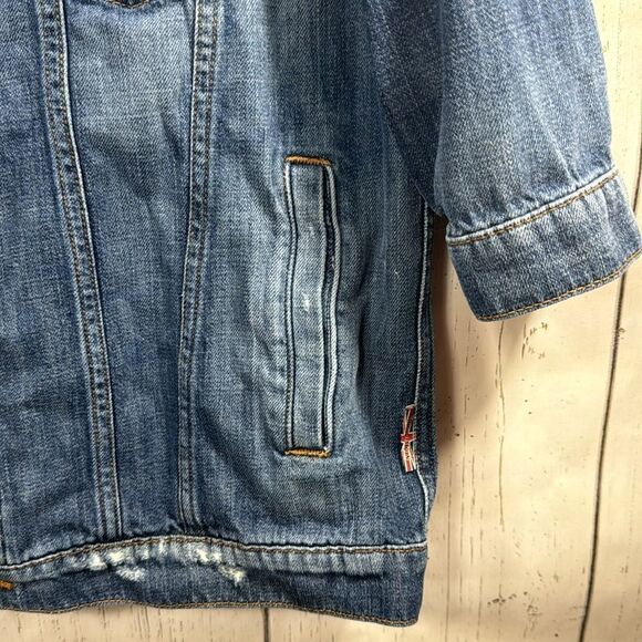 Hudson Denim Jacket Cotton Oversized Medium Wash Classic Y2K Streetwear - Picture 9 of 16